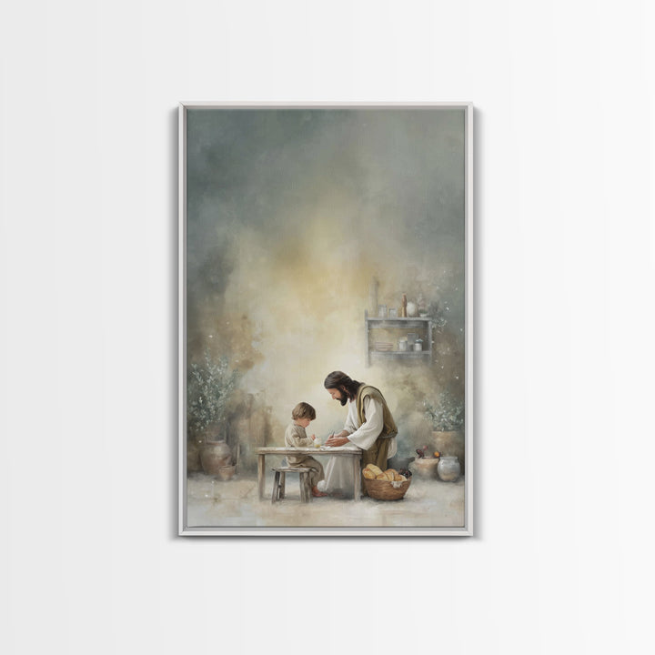 Sacred Learning – Framed Canvas Print – Christian Wall Art – Christian Art Canvas – Jesus Painting – Minimalist Christian Art – Christian G