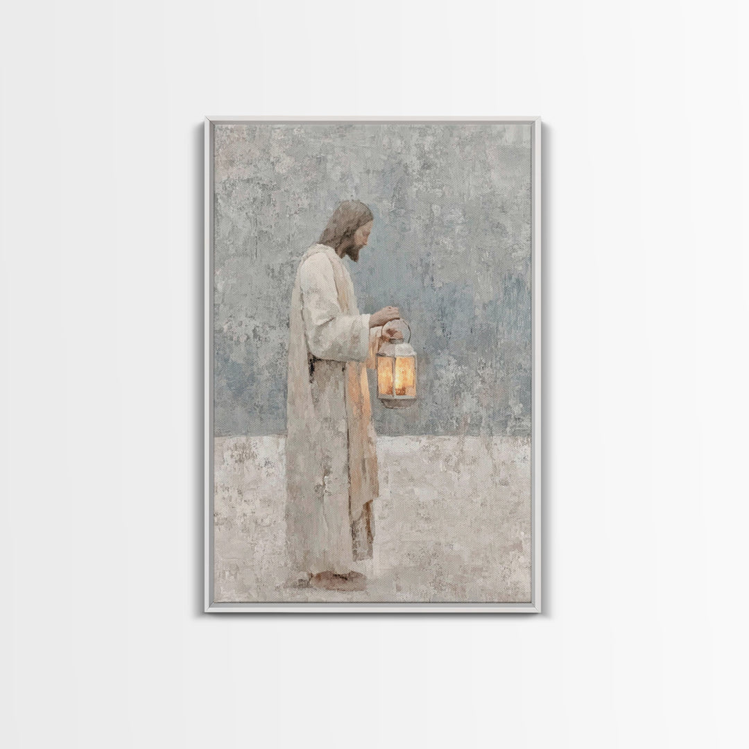 Soft Dawn Light – Framed Canvas Print – Christian Wall Art – Christian Art Canvas – Jesus Painting – Minimalist Christian Art – Christian D