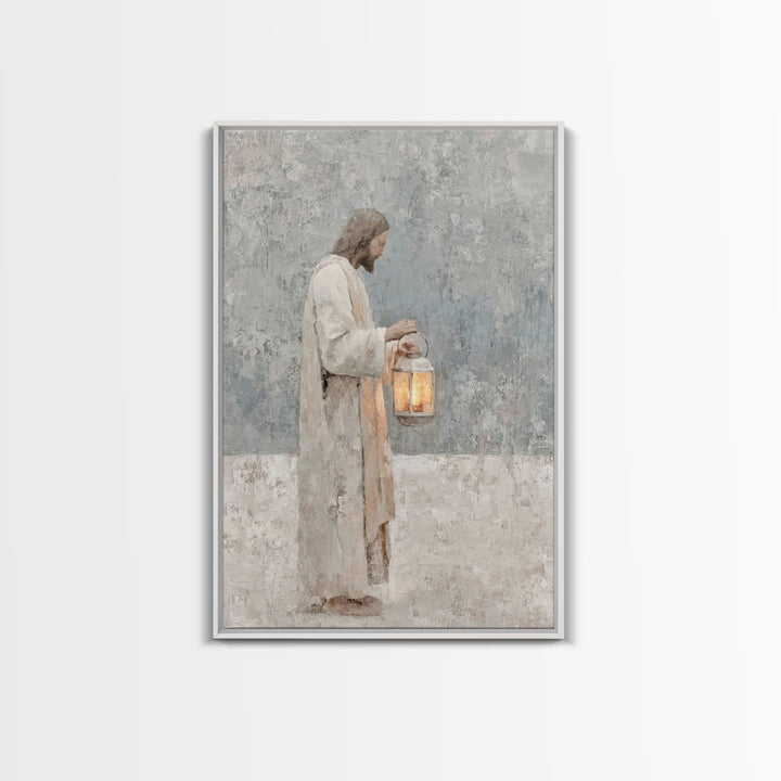Soft Dawn Light – Framed Canvas Print – Christian Wall Art – Christian Art Canvas – Jesus Painting – Minimalist Christian Art – Christian D