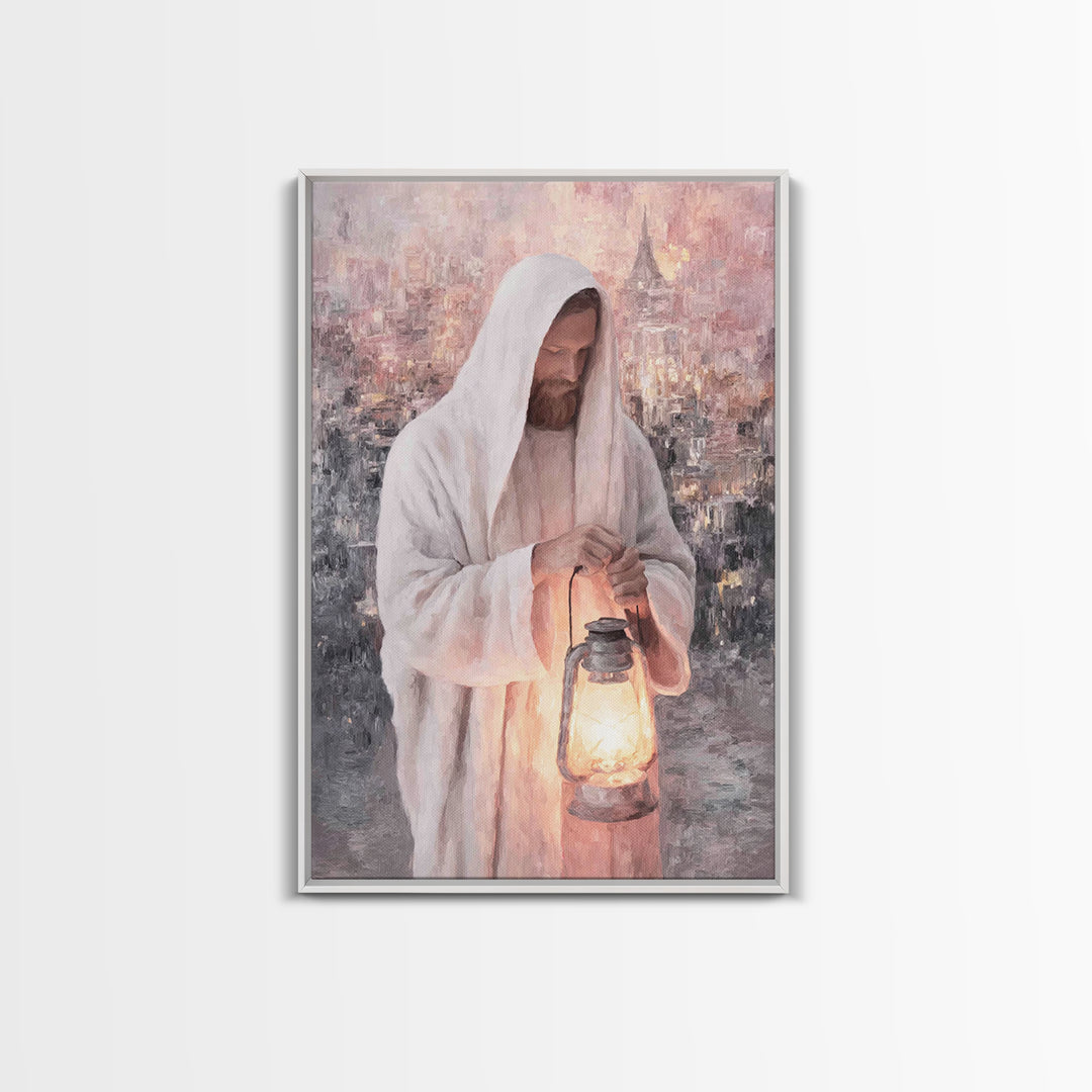 City Of Light – Framed Canvas Print – Christian Wall Art – Jesus Painting – Christian Art Canvas – Modern Christian Art – Christian Gift Id