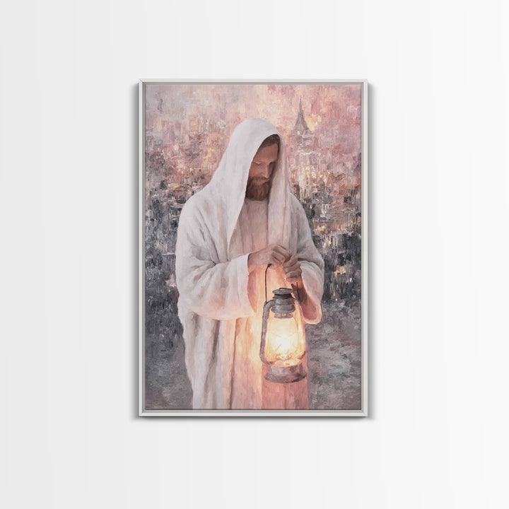 City Of Light – Framed Canvas Print – Christian Wall Art – Jesus Painting – Christian Art Canvas – Modern Christian Art – Christian Gift Id