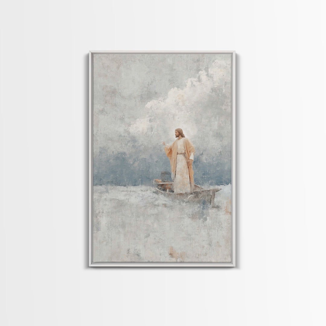 Master Of Seas – Framed Canvas Print – Christian Wall Art – Christian Art Canvas – Jesus Painting – Large Christian Art – Christian Decorat