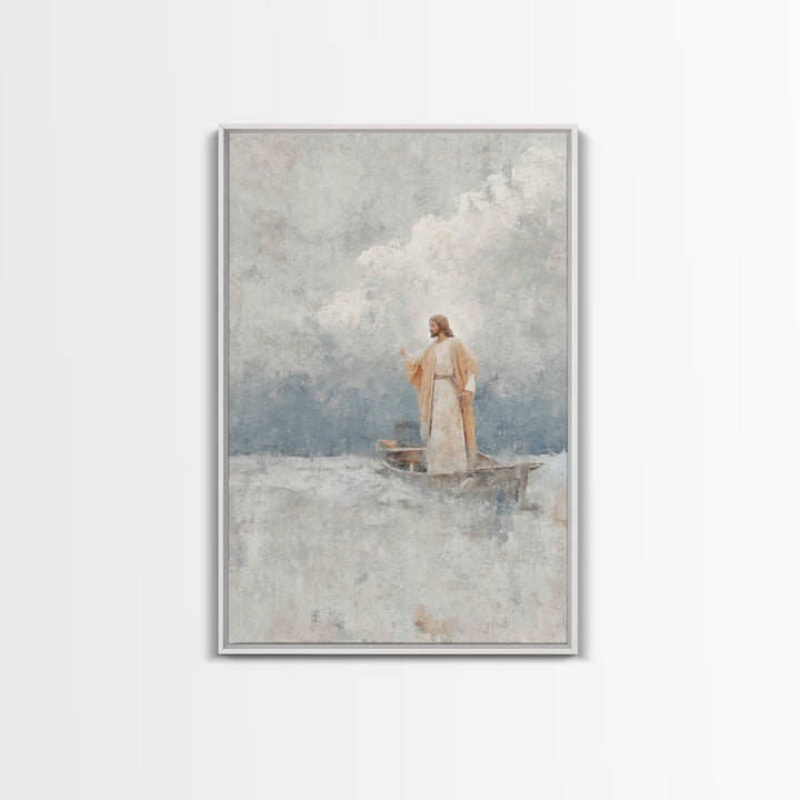 Master Of Seas – Framed Canvas Print – Christian Wall Art – Christian Art Canvas – Jesus Painting – Large Christian Art – Christian Decorat