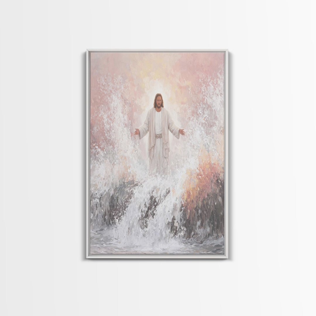 Waves Of Grace – Framed Canvas Print – Christian Wall Art – Jesus Painting – Christian Art Canvas – Christian Christmas Art – Modern Christ