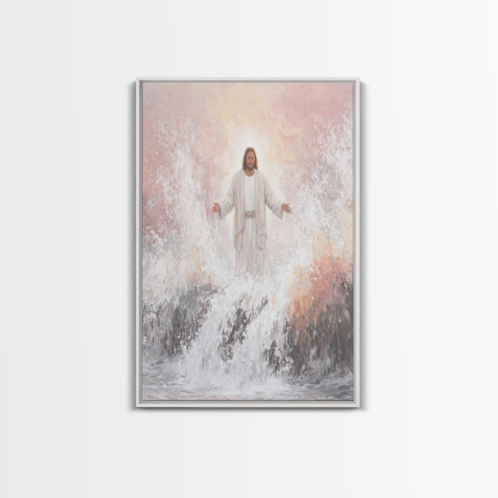 Waves Of Grace – Framed Canvas Print – Christian Wall Art – Jesus Painting – Christian Art Canvas – Christian Christmas Art – Modern Christ