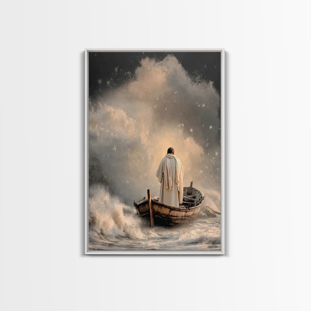 Stormfront Messiah – Framed Canvas Print – Christian Wall Art – Jesus Painting – Modern Christian Art – Christian Decor – Christmas Art