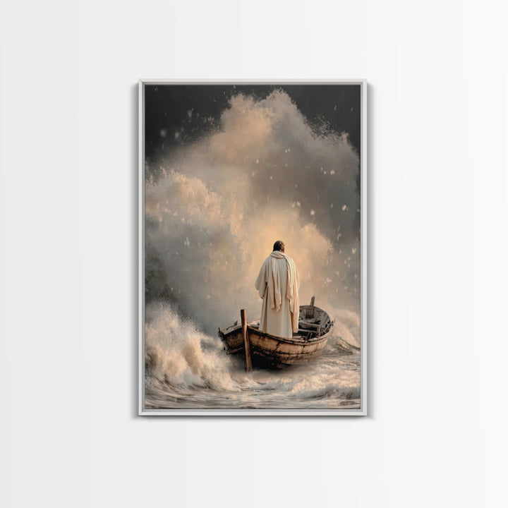 Stormfront Messiah – Framed Canvas Print – Christian Wall Art – Jesus Painting – Modern Christian Art – Christian Decor – Christmas Art