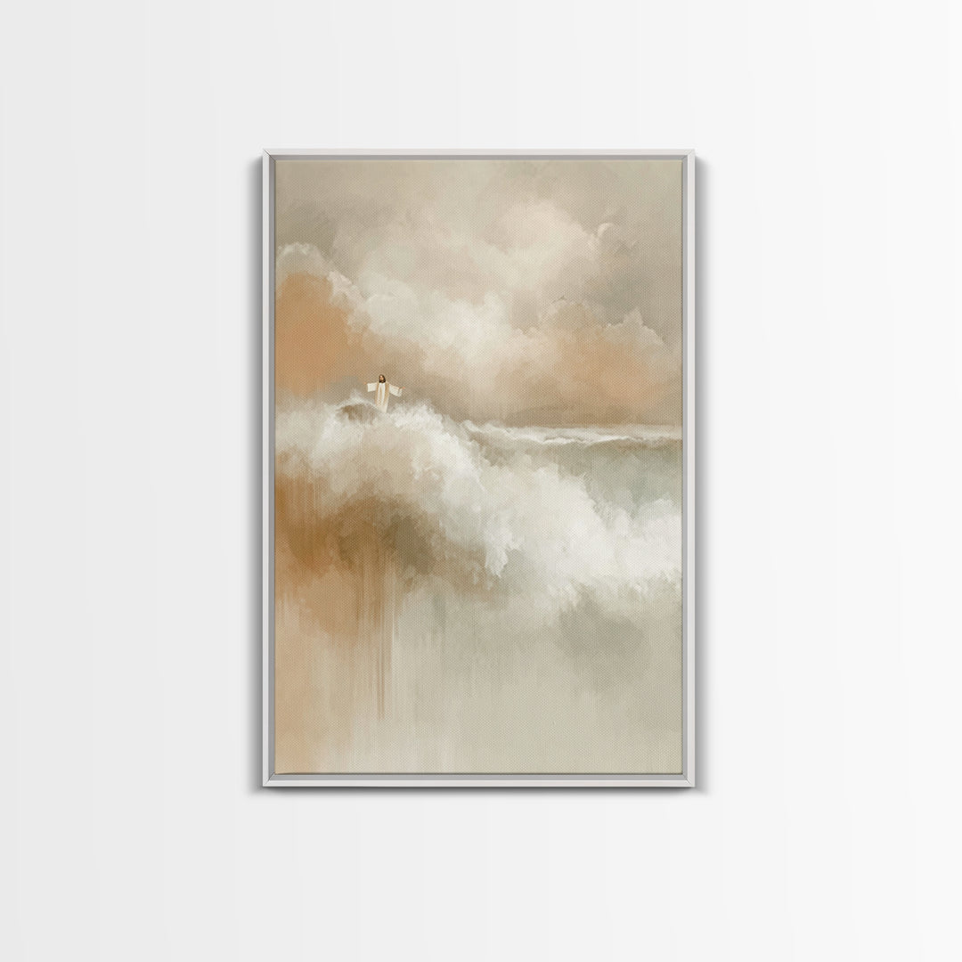 Divine Stillness, Framed Canvas Print, Christian Art Print, Jesus Canvas Art, Subtle Christian Art, Christian Wall Art, Christmas Art Print