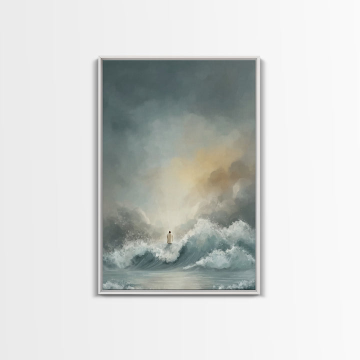 Silent Redeemer | Framed Canvas Print | Christian Wall Art | Jesus Christmas Art | Christian Art Work | Modern Christian Painting | Christi