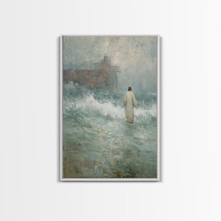 Heavenly Calm, Framed Canvas Print, Christian Decorations, Jesus Painting Canvas, Moody Christian Art, Large Christian Art, Christmas Art F