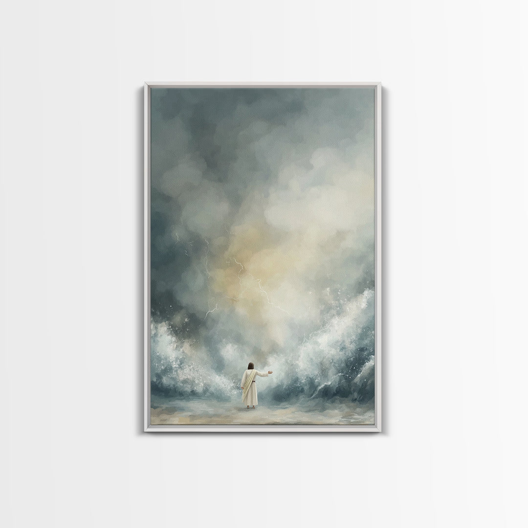 Thunderous Mercy | Framed Canvas Print | Jesus Art Print | Christian Wall Art | Modern Christian Painting | Christian Christmas Art | Chris