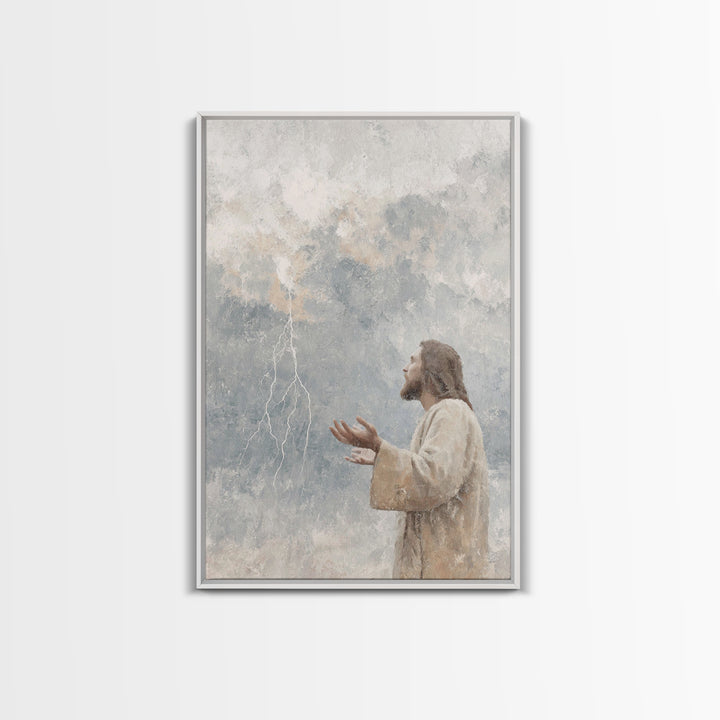 Stormward Prayer – Framed Canvas Print – Christian Decor – Jesus Painting Canvas – Christian Art Work – Modern Christian Art – Christmas Ar