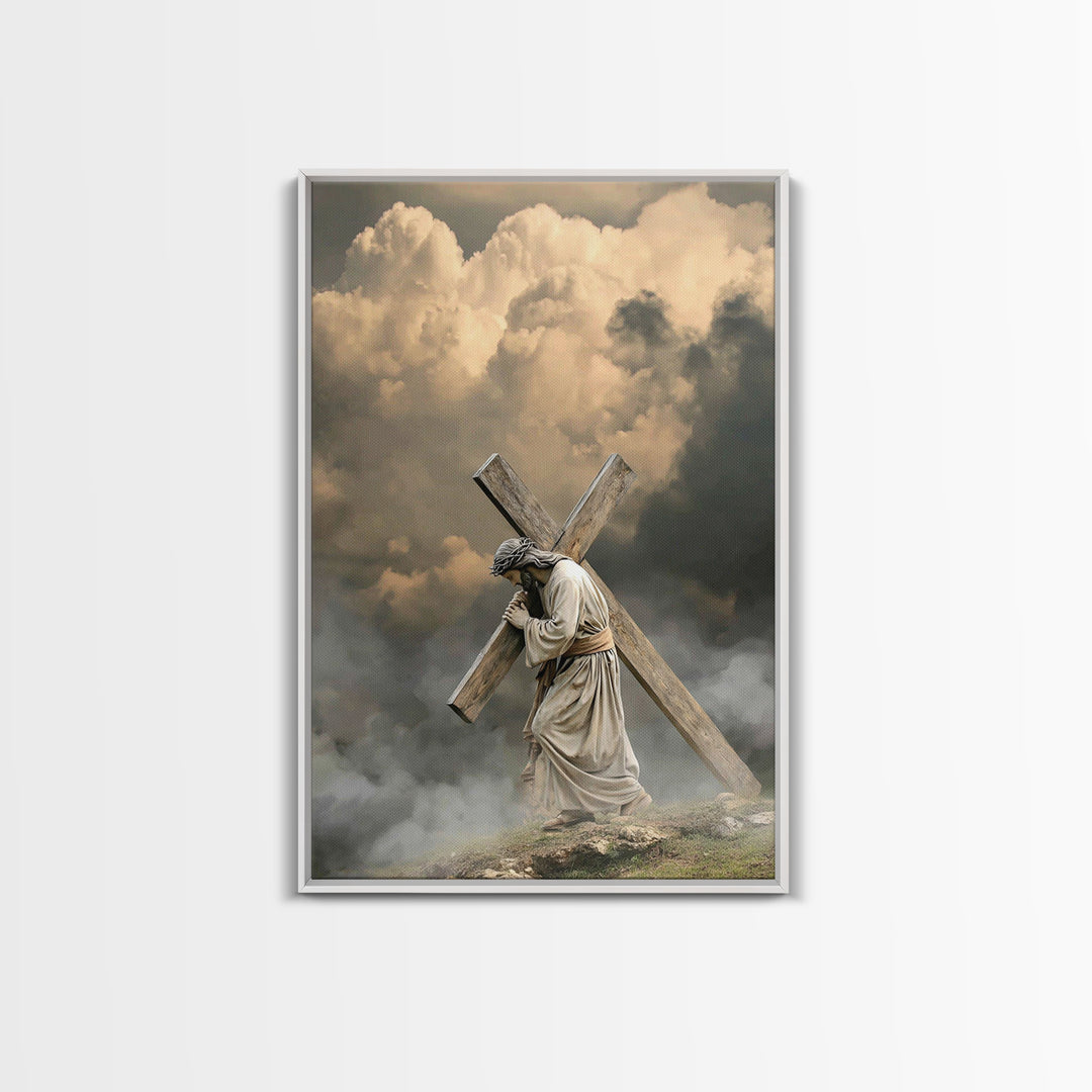 Enduring Savior – Framed Canvas Print – Large Jesus Painting – Christian Art – Christian Wall Art – Moody Christian Art – Christian Christm