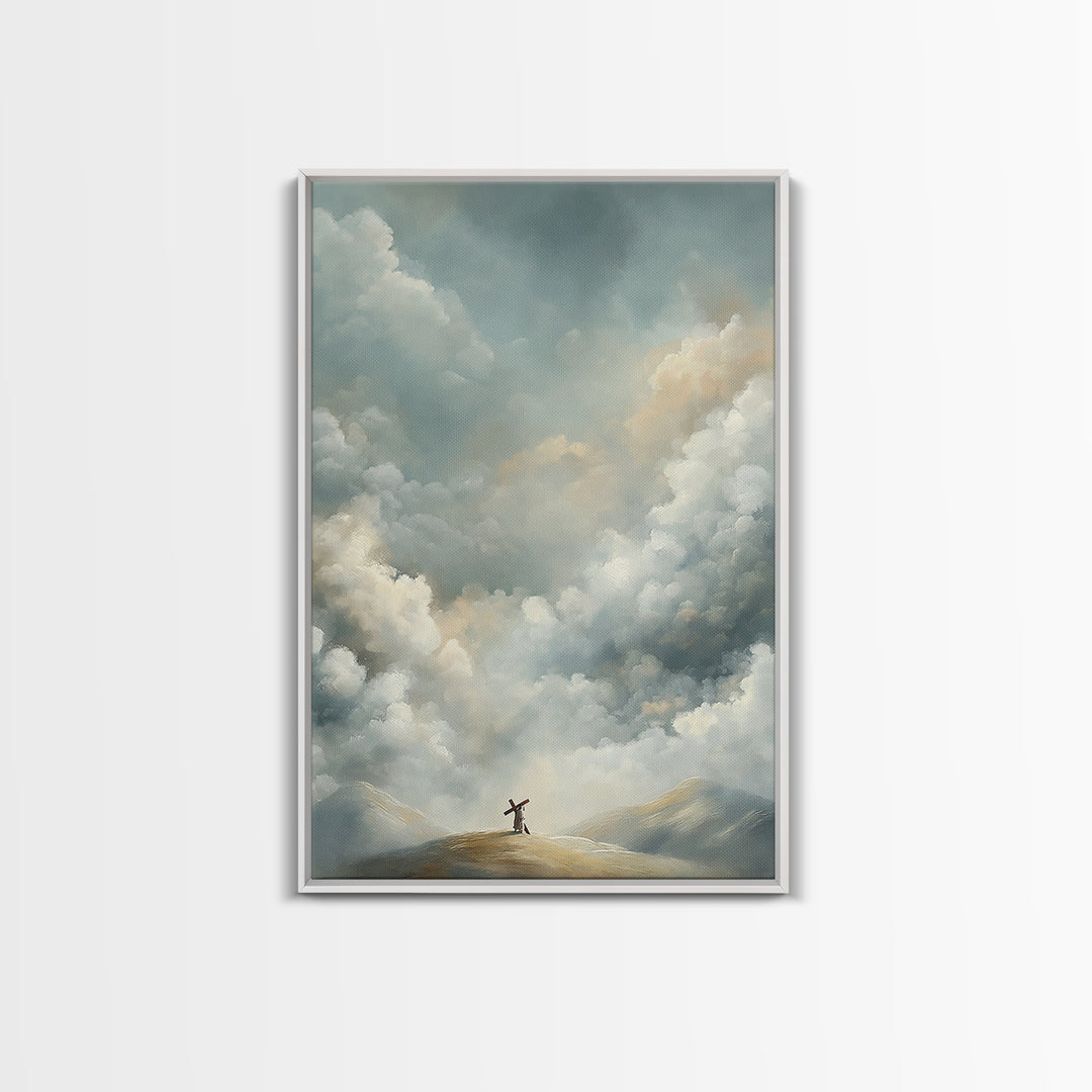 Clouds of Promise | Framed Canvas Print | Christian Art Canvas | Christian Wall Art | Jesus Painting | Modern Christian Art | Christian Dec