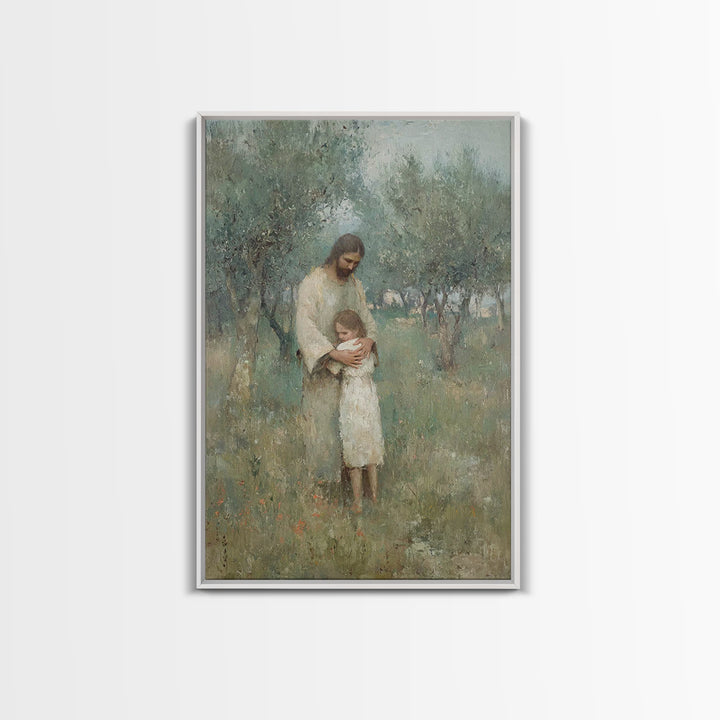 The Loving Shelter | Framed Canvas Print | Jesus Painting | Christian Wall Art | Christian Art Print | Modern Christian Art | Christian Gif
