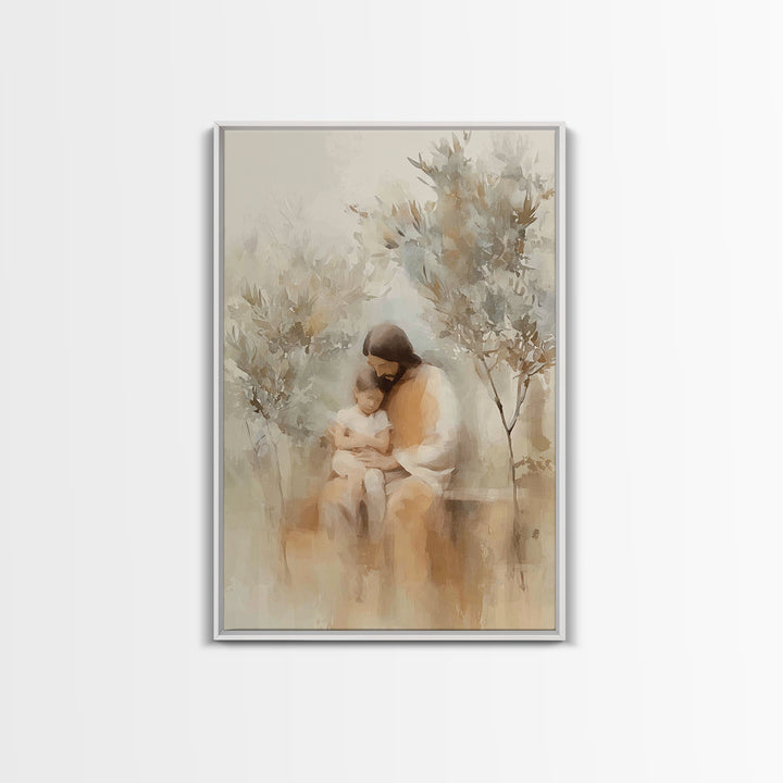 Autumn Embrace – Framed Canvas Print – Christian Art Canvas – Jesus Wall Art – Christian Paintings – Christian Decorations – Moody Christia