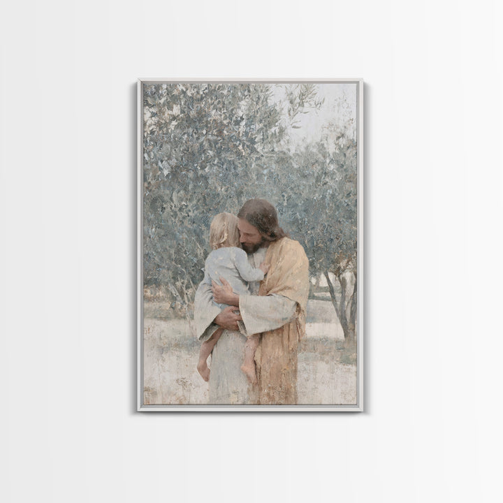 The Father’s Hold, Framed Canvas Print, Jesus Canvas Art, Christian Wall Art, Realistic Jesus Painting, Christian Decor For Home, Christian
