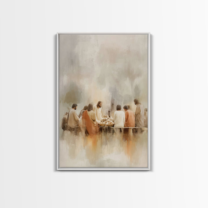 Sacred Supper Light – Framed Canvas Print – Christian Art Print – Jesus Canvas Art – Christian Wall Art – Large Christian Painting – Christ