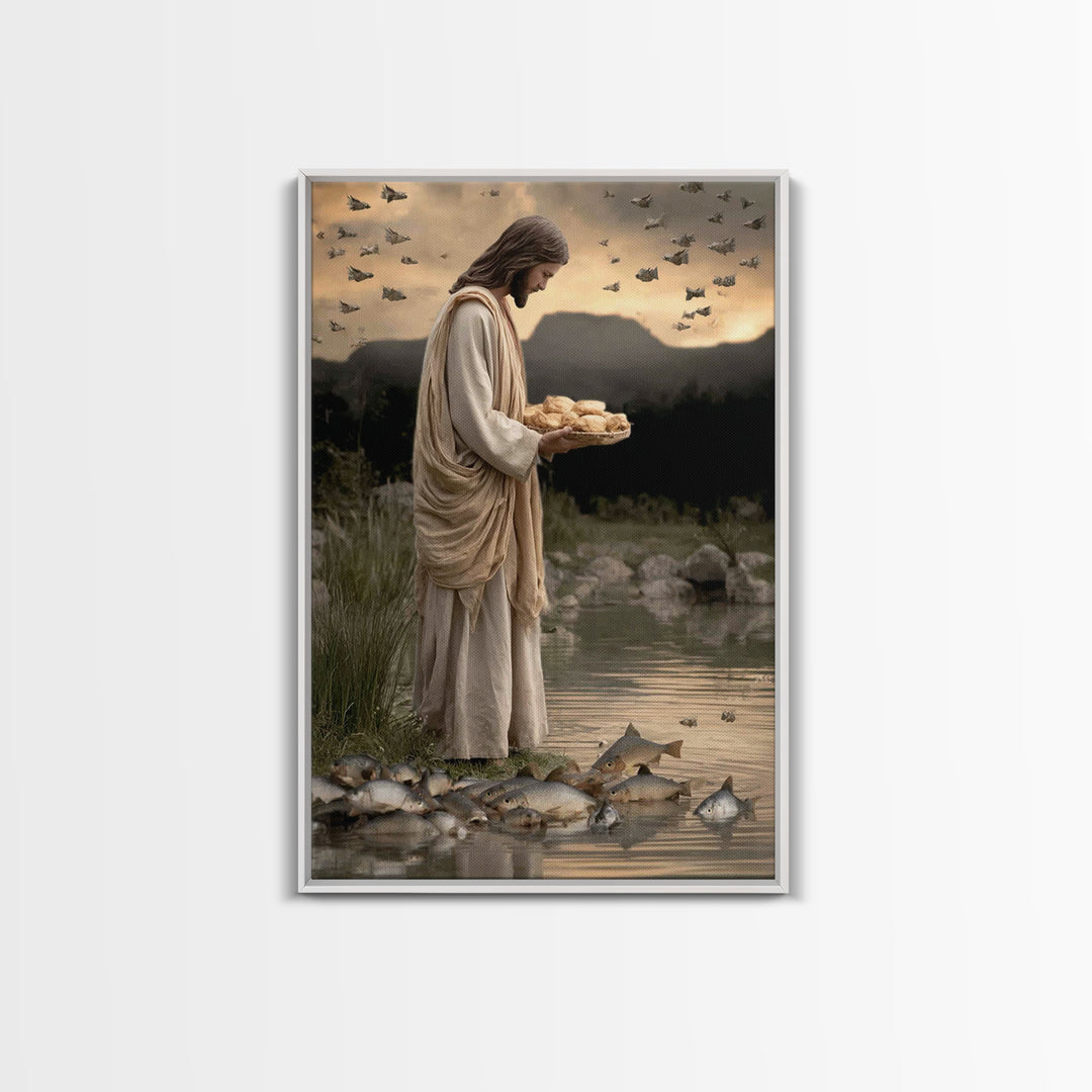 Miracle of Provision | Framed Canvas Print | Jesus Art Canvas | Christian Painting | Christian Wall Art | Modern Christian Painting | Chris