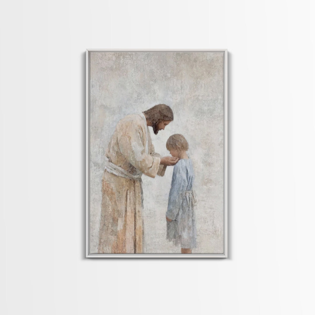 Child of Mercy – Framed Canvas Print – Christian Art Canvas – Christian Wall Art – Jesus Art Print – Subtle Christian Art – Christian Decor