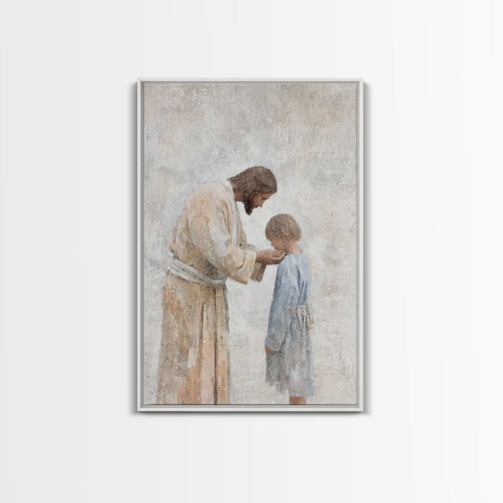 Child of Mercy – Framed Canvas Print – Christian Art Canvas – Christian Wall Art – Jesus Art Print – Subtle Christian Art – Christian Decor