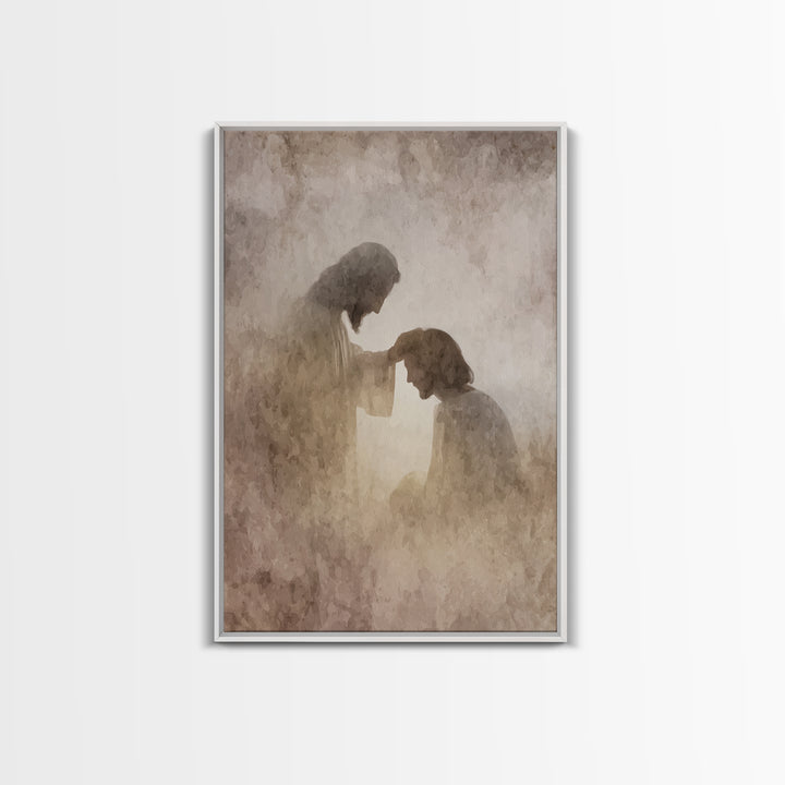 Quiet Anointed Light – Framed Canvas Print – Jesus Painting – Christian Art Print – Christian Wall Art – Christian Art Canvas – Christian G
