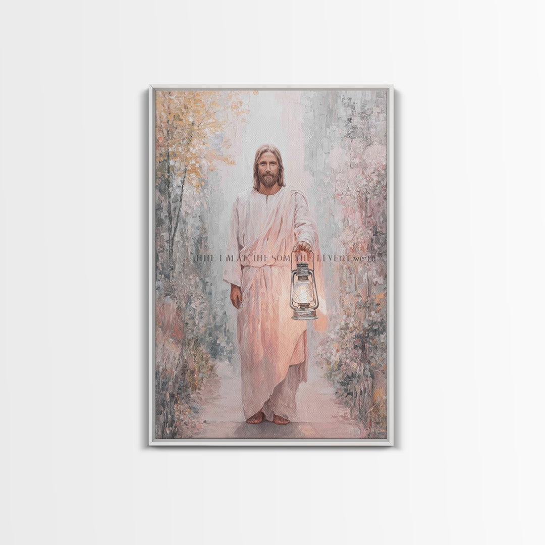 Holy Night Lantern – Framed Canvas Print – Christian Art Print – Christian Wall Art – Jesus Painting – Christian Gift Ideas – Christian Art