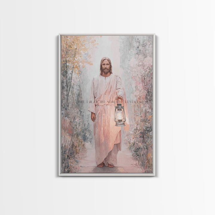 Holy Night Lantern – Framed Canvas Print – Christian Art Print – Christian Wall Art – Jesus Painting – Christian Gift Ideas – Christian Art