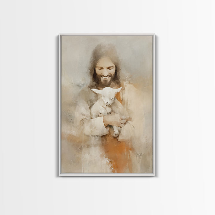 Lamb of Joy – Framed Canvas Print – Christian Art Canvas – Christian Painting – Jesus Art Print – Christian Wall Art – Christian Decor – Ch