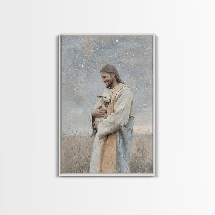Joyful Meadow Grace – Framed Canvas Print – Christian Art Print – Jesus Painting – Christian Wall Art – Christian Decor – Christian Gift Id