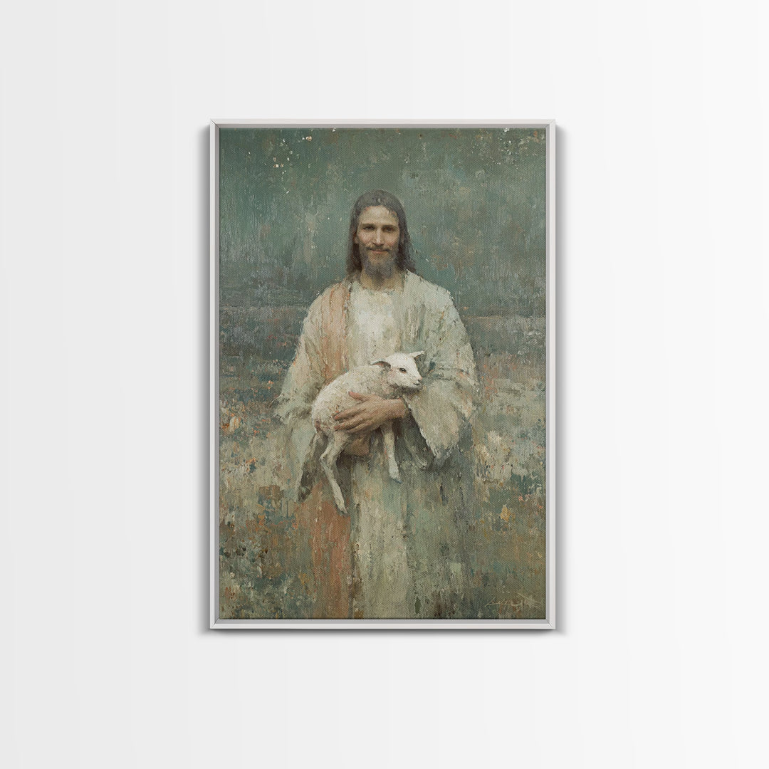 Gentle Pasture Hope – Framed Canvas Print – Christian Decor – Christian Art Print – Christian Wall Art – Jesus Painting – Christian Art Can