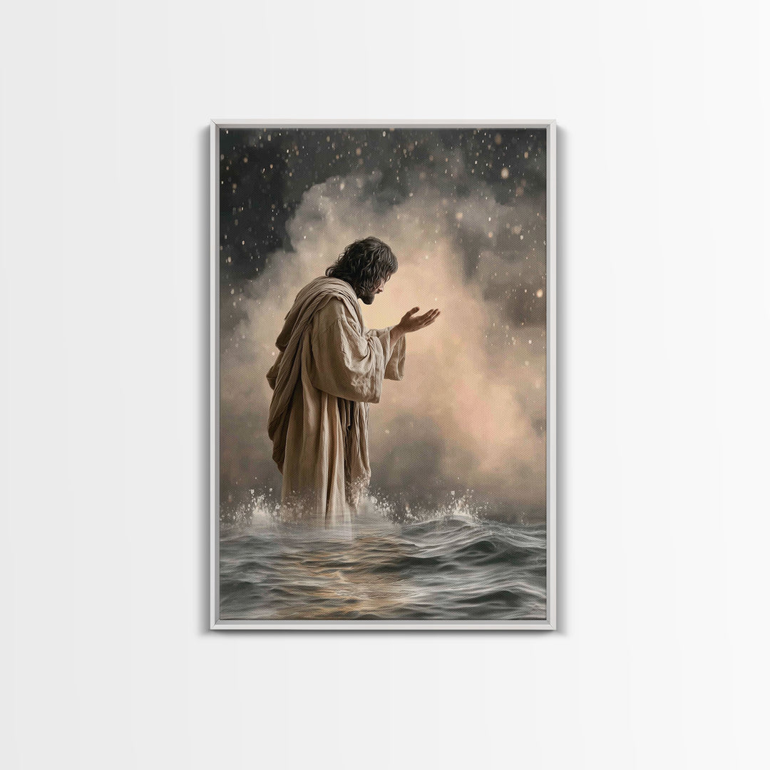 Prayerful Light – Framed Canvas Print – Christian Art Print – Christian Art Canvas – Christian Wall Art – Christian Gift Ideas – Jesus Pain