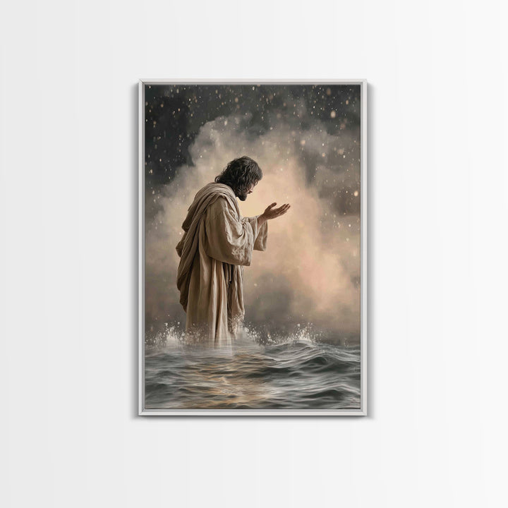 Prayerful Light – Framed Canvas Print – Christian Art Print – Christian Art Canvas – Christian Wall Art – Christian Gift Ideas – Jesus Pain