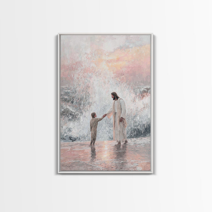 Waves of Trust – Framed Canvas Print – Christian Art Canvas – Christian Gift Ideas – Christian Wall Art – Jesus Painting – Christian Art Pr