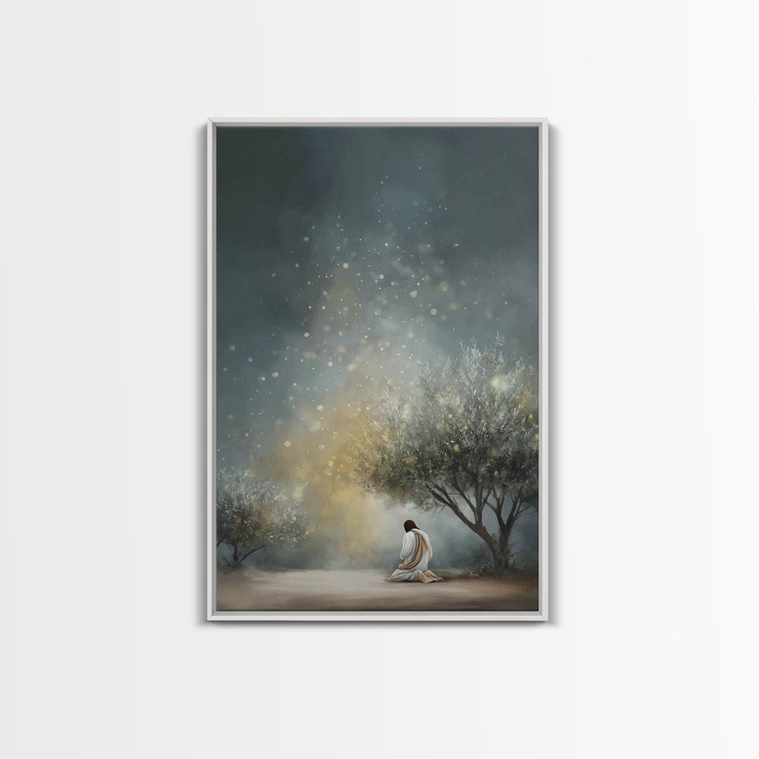 Sacred Solitude – Framed Canvas Print – Christian Art Canvas – Large Christian Painting – Jesus Wall Art – Vintage Christian Art – Christia