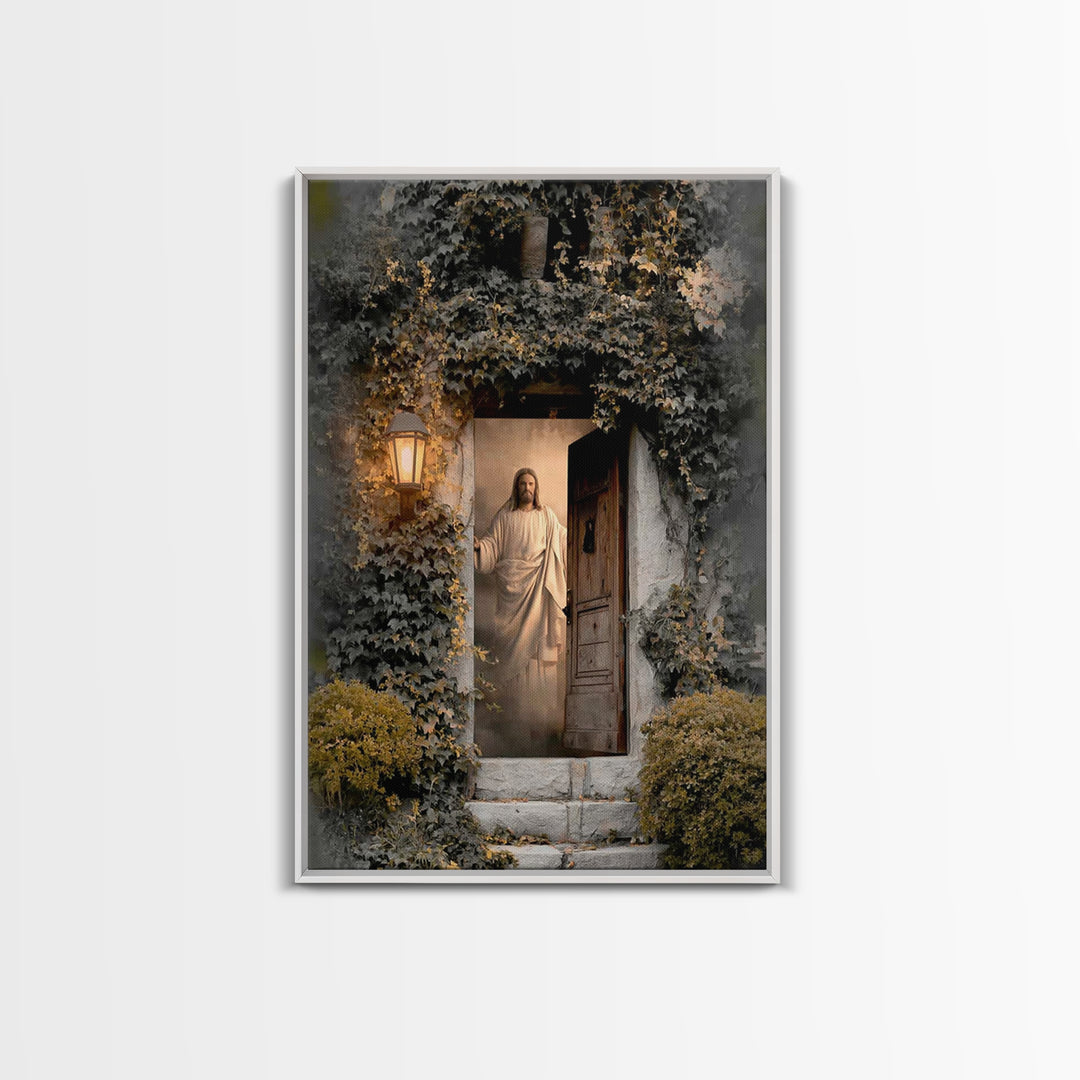 Radiant Threshold Light, Framed Canvas Print, Christian Wall Art, Jesus Canvas Art, Large Christian Painting, Christian Art Work, Christian