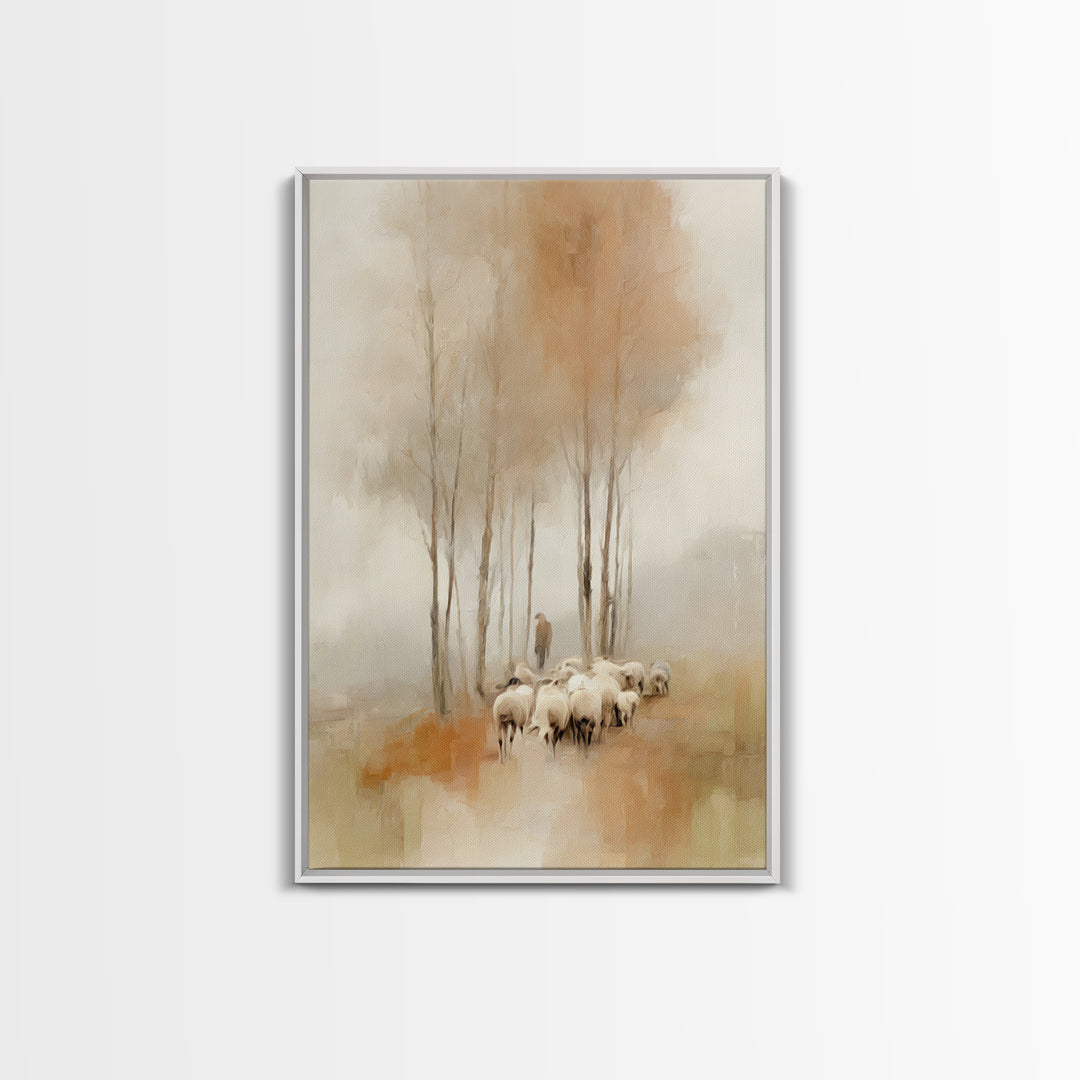 Shepherd’s Quiet Path, Framed Canvas Print, Christian Wall Art, Christian Art Canvas, Pastoral Scenery, Christian Art Work, Christian Gift
