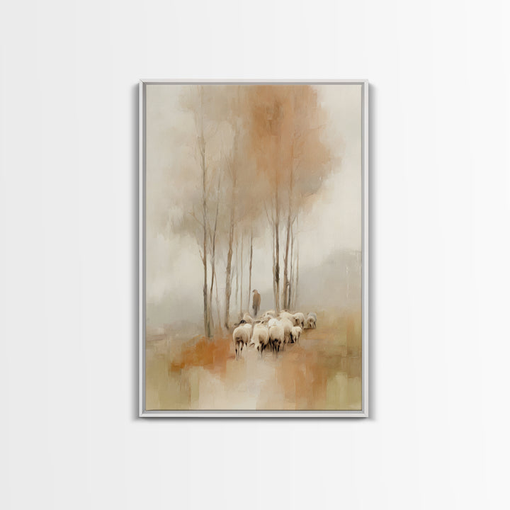 Shepherd’s Quiet Path, Framed Canvas Print, Christian Wall Art, Christian Art Canvas, Pastoral Scenery, Christian Art Work, Christian Gift
