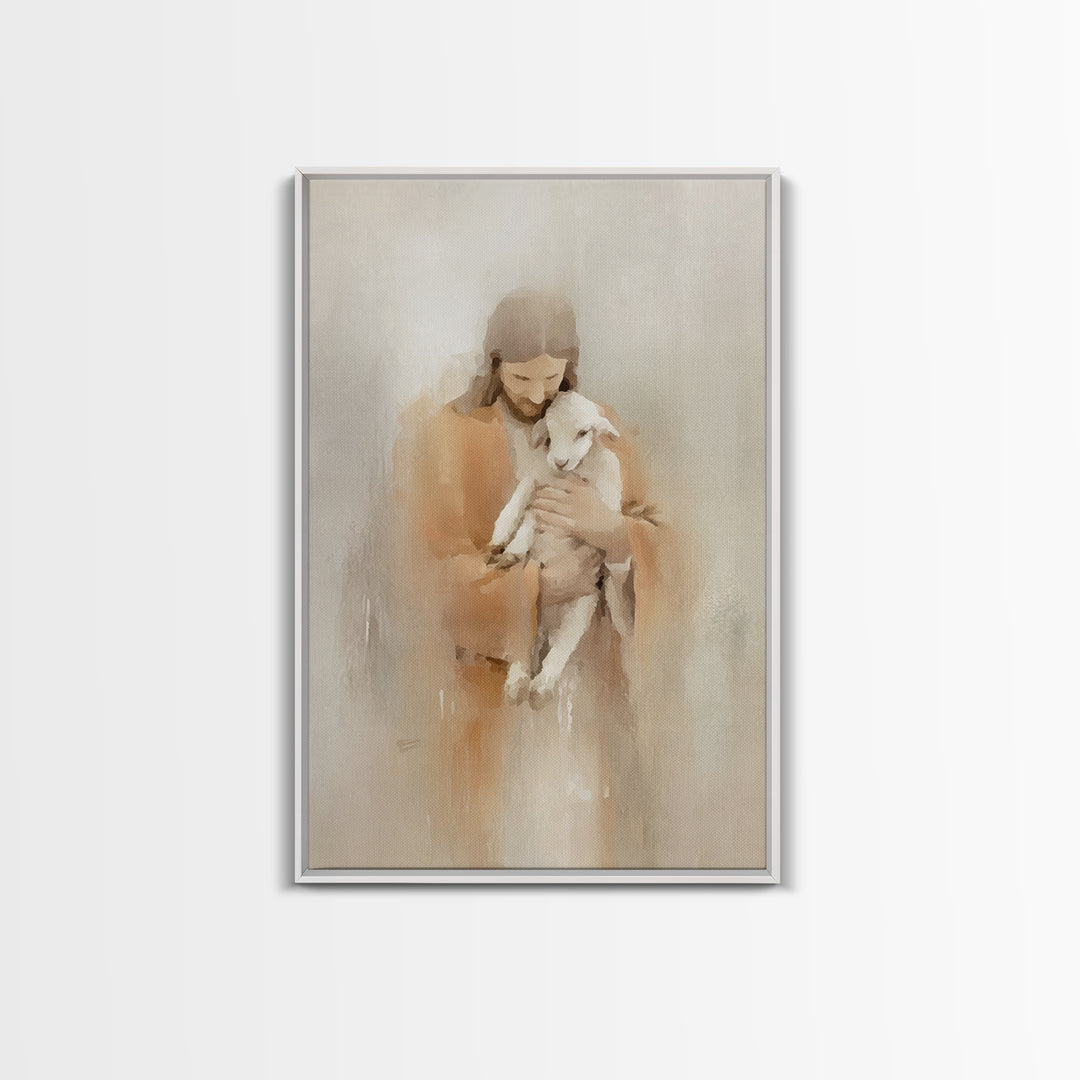 Twilight Shepherd Peace – Framed Canvas Print – Christian Wall Art – Christian Art Canvas – Jesus Painting – Moody Christmas Art – Christia