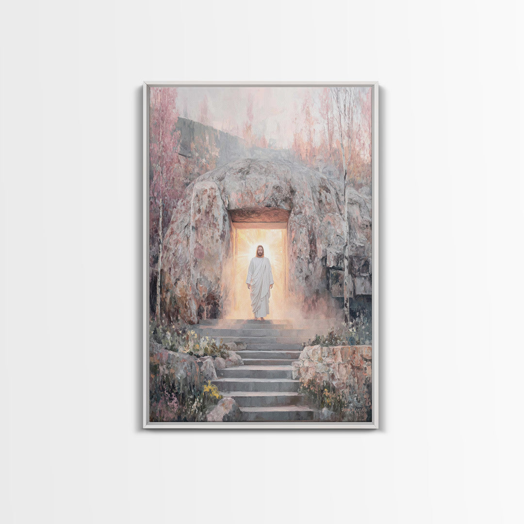 Risen Glory, Framed Canvas Print, Jesus Painting, Christian Wall Art, Christian Art Canvas, Christian Christmas Art, Christian Gift Ideas