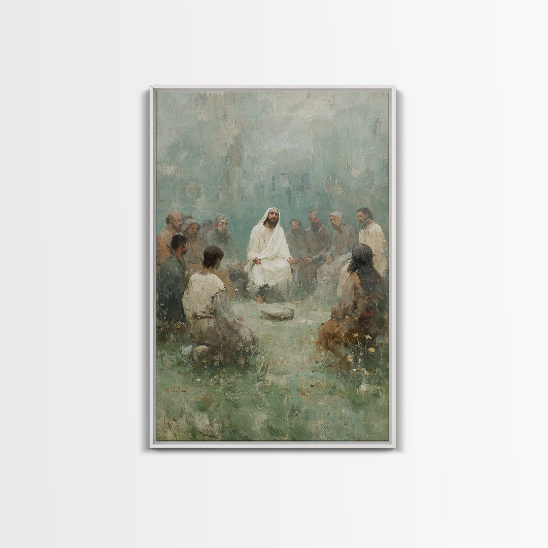 Gathered In Spirit | Framed Canvas Print | Christian Art Print | Christian Wall Art | Jesus Painting | Christian Gift | Modern Christian Ar