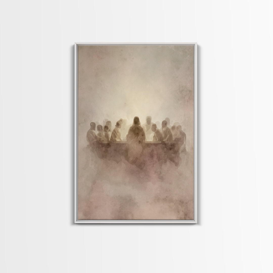 Sacred Supper | Framed Canvas Print | Christian Wall Art | Jesus Painting | Christian Art Canvas | Minimalist Christian Art | Christian Gif