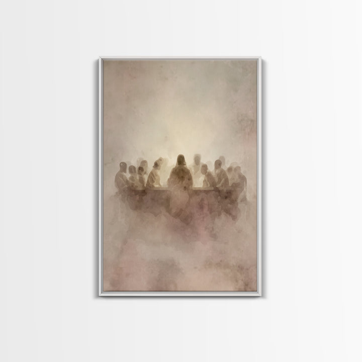 Sacred Supper | Framed Canvas Print | Christian Wall Art | Jesus Painting | Christian Art Canvas | Minimalist Christian Art | Christian Gif
