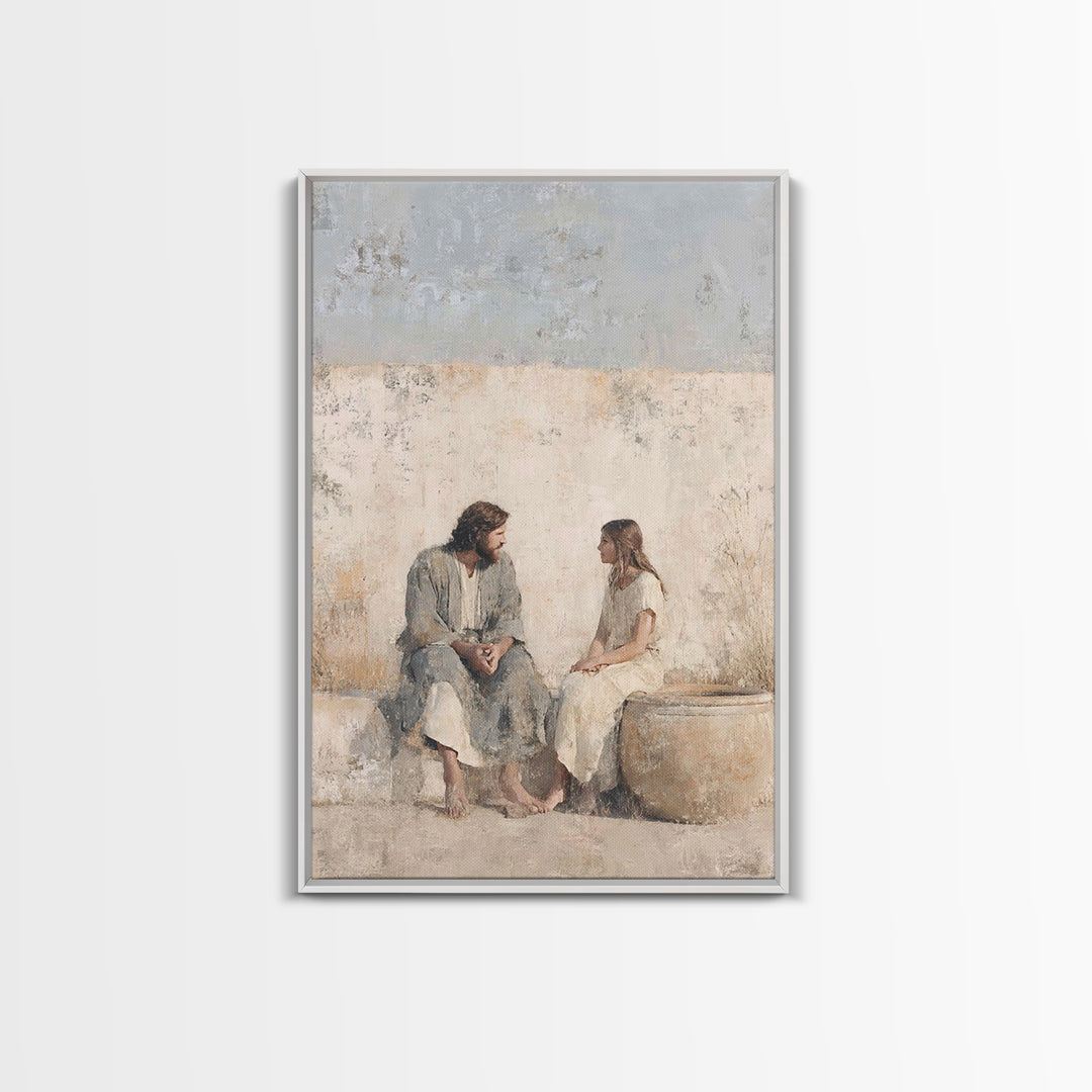 Living Water Grace – Framed Canvas Print – Christian Art Canvas – Christian Wall Art – Jesus Painting – Subtle Christian Art – Christian Gi