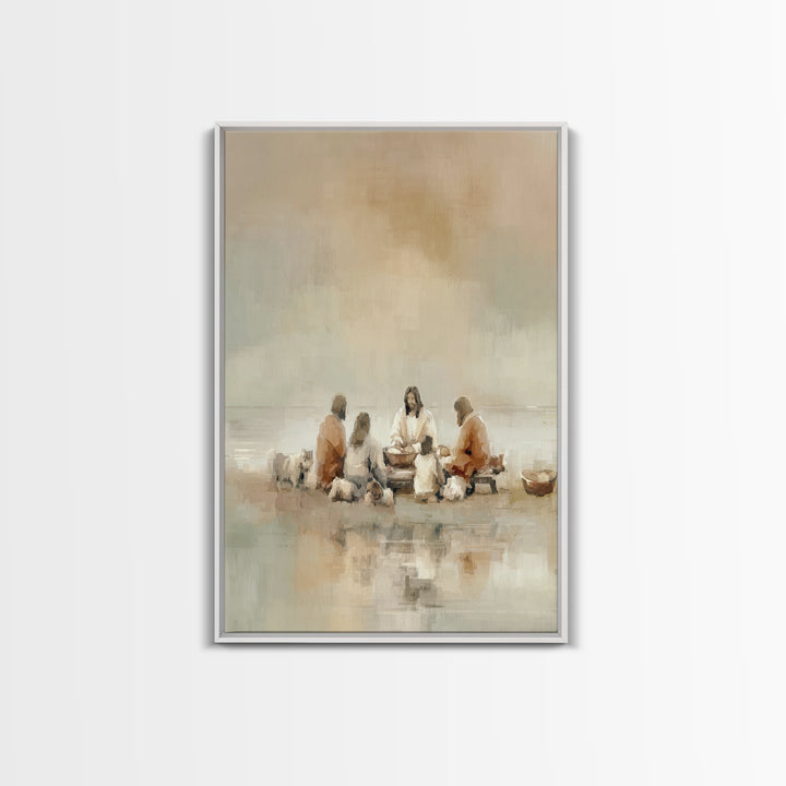 Flock Circle Light | Framed Canvas Print | Christian Wall Art | Christian Art Canvas | Jesus Painting | Christian Decor | Subtle Christian