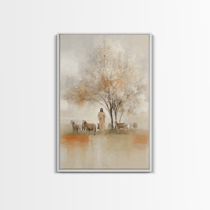 Quiet Orchard Watch, Framed Canvas Print, Christian Wall Art, Christian Art Canvas, Jesus Painting, Christian Decor, Minimalist Christian A