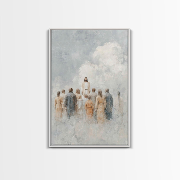 Ascension Amid Clouds – Framed Canvas Print – Christian Art Canvas – Christian Wall Art – Christian Art – Jesus Painting – Christian Decor