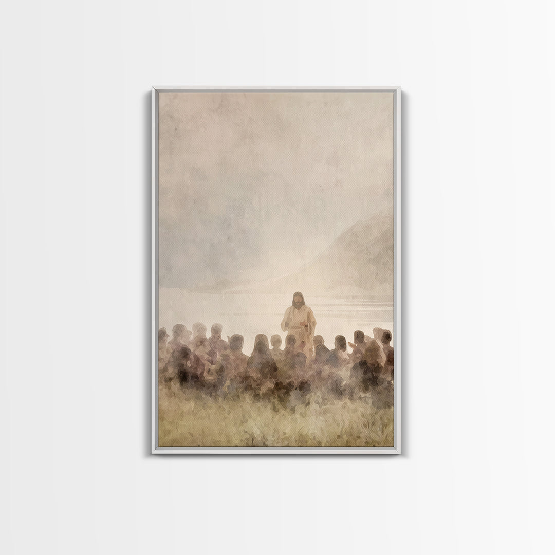 Silent Shore Message | Framed Canvas Print | Christian Wall Art | Christian Art Canvas | Jesus Painting | Christian Art | Christian Decor |