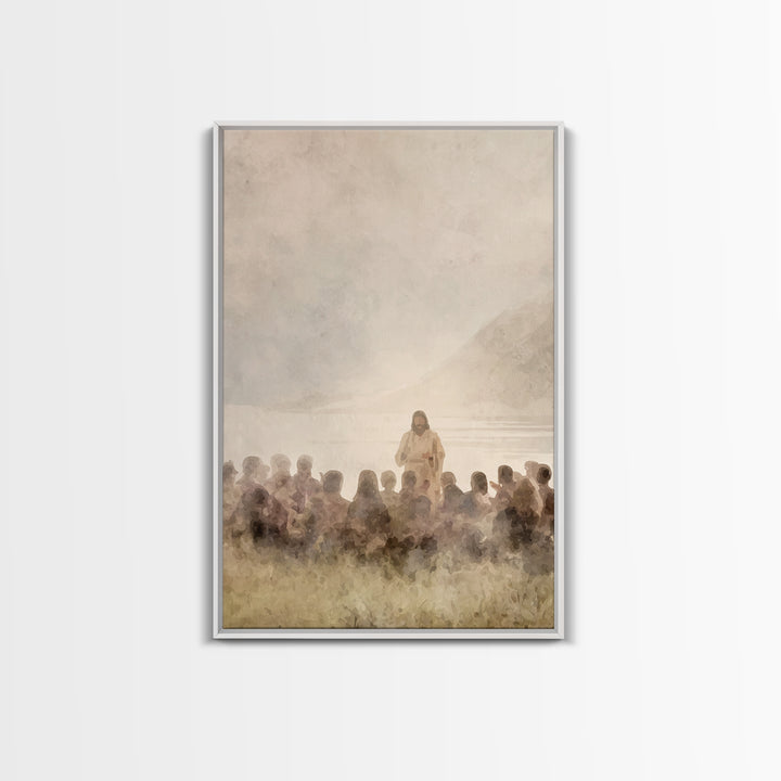 Silent Shore Message | Framed Canvas Print | Christian Wall Art | Christian Art Canvas | Jesus Painting | Christian Art | Christian Decor |