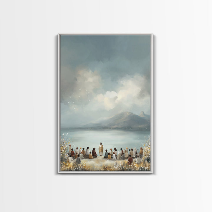 Lakefront Morning Word – Framed Canvas Print – Christian Art Canvas – Christian Wall Art – Jesus Painting – Christian Art – Christian Decor